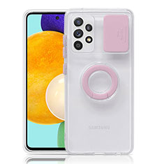 Samsung Galaxy A52s 5G用極薄ソフトケース シリコンケース 耐衝撃 全面保護 クリア透明 スタンド S01 サムスン ピンク