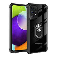 Samsung Galaxy A52s 5G用ハイブリットバンパーケース プラスチック アンド指輪 マグネット式 MQ2 サムスン シルバー・ブラック
