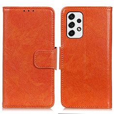 Samsung Galaxy A53 5G用手帳型 レザーケース スタンド カバー N05P サムスン オレンジ