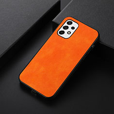 Samsung Galaxy A53 5G用ケース 高級感 手触り良いレザー柄 B06H サムスン オレンジ