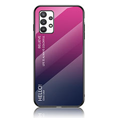 Samsung Galaxy A53 5G用ハイブリットバンパーケース プラスチック 鏡面 虹 グラデーション 勾配色 カバー LS1 サムスン ローズレッド