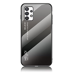 Samsung Galaxy A53 5G用ハイブリットバンパーケース プラスチック 鏡面 虹 グラデーション 勾配色 カバー LS1 サムスン ダークグレー