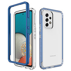 Samsung Galaxy A53 5G用360度 フルカバー ハイブリットバンパーケース クリア透明 プラスチック カバー JX1 サムスン ネイビー