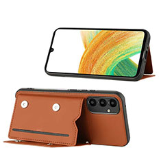 Samsung Galaxy A54 5G用ケース 高級感 手触り良いレザー柄 YB1 サムスン ブラウン