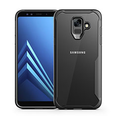 Samsung Galaxy A6 (2018)用ハイブリットバンパーケース クリア透明 プラスチック 鏡面 カバー サムスン ブラック