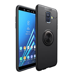 Samsung Galaxy A6 (2018)用極薄ソフトケース シリコンケース 耐衝撃 全面保護 アンド指輪 マグネット式 サムスン ブラック