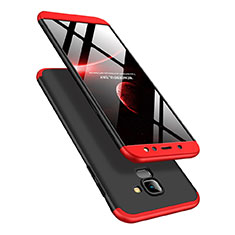 Samsung Galaxy A6 (2018)用ハードケース プラスチック 質感もマット 前面と背面 360度 フルカバー Q01 サムスン レッド・ブラック