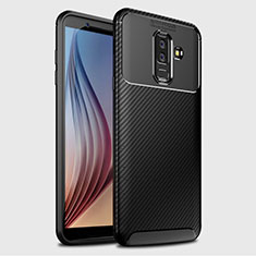 Samsung Galaxy A6 Plus (2018)用シリコンケース ソフトタッチラバー ツイル カバー サムスン ブラック