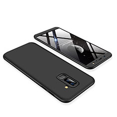 Samsung Galaxy A6 Plus用ハードケース プラスチック 質感もマット 前面と背面 360度 フルカバー サムスン ブラック
