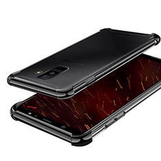 Samsung Galaxy A6 Plus用極薄ソフトケース シリコンケース 耐衝撃 全面保護 クリア透明 H01 サムスン ブラック
