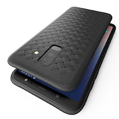 Samsung Galaxy A6 Plus用シリコンケース ソフトタッチラバー ツイル B02 サムスン ブラック