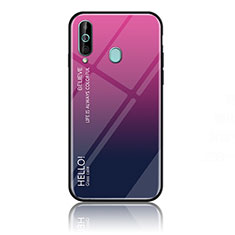 Samsung Galaxy A60用ハイブリットバンパーケース プラスチック 鏡面 虹 グラデーション 勾配色 カバー LS1 サムスン ローズレッド