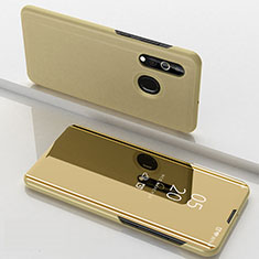 Samsung Galaxy A60用手帳型 レザーケース スタンド 鏡面 カバー サムスン ゴールド