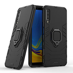 Samsung Galaxy A7 (2018) A750用ハイブリットバンパーケース プラスチック アンド指輪 マグネット式 S06 サムスン ブラック