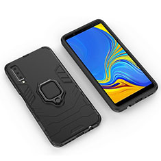 Samsung Galaxy A7 (2018) A750用ハイブリットバンパーケース プラスチック アンド指輪 マグネット式 S01 サムスン ブラック