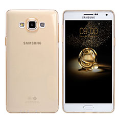 Samsung Galaxy A7 Duos SM-A700F A700FD用極薄ソフトケース シリコンケース 耐衝撃 全面保護 クリア透明 T03 サムスン ゴールド