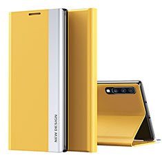 Samsung Galaxy A70用手帳型 レザーケース スタンド カバー QH1 サムスン イエロー