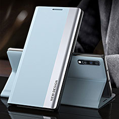 Samsung Galaxy A70用手帳型 レザーケース スタンド カバー QH3 サムスン ライトブルー