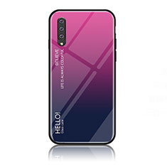 Samsung Galaxy A70用ハイブリットバンパーケース プラスチック 鏡面 虹 グラデーション 勾配色 カバー LS1 サムスン ローズレッド