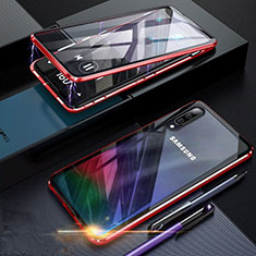 Samsung Galaxy A70用ケース 高級感 手触り良い アルミメタル 製の金属製 360度 フルカバーバンパー 鏡面 カバー サムスン レッド