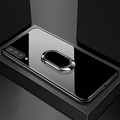 Samsung Galaxy A70用ハイブリットバンパーケース プラスチック 鏡面 カバー アンド指輪 マグネット式 サムスン ブラック