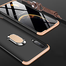Samsung Galaxy A70用ハードケース プラスチック 質感もマット 前面と背面 360度 フルカバー アンド指輪 サムスン ゴールド・ブラック