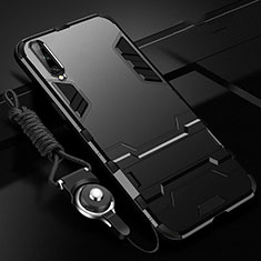 Samsung Galaxy A70用ハイブリットバンパーケース スタンド プラスチック 兼シリコーン カバー R02 サムスン ブラック