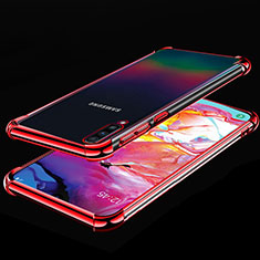 Samsung Galaxy A70用極薄ソフトケース シリコンケース 耐衝撃 全面保護 クリア透明 S01 サムスン レッド