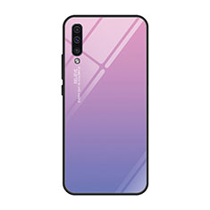 Samsung Galaxy A70用ハイブリットバンパーケース プラスチック 鏡面 虹 グラデーション 勾配色 カバー H01 サムスン ピンク
