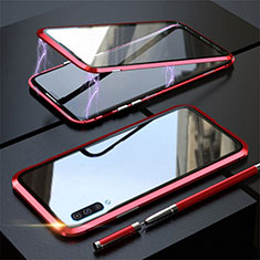 Samsung Galaxy A70用ケース 高級感 手触り良い アルミメタル 製の金属製 360度 フルカバーバンパー 鏡面 カバー T02 サムスン レッド