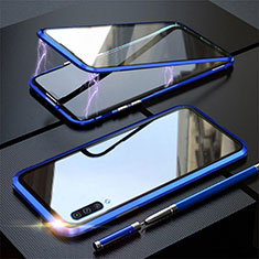 Samsung Galaxy A70用ケース 高級感 手触り良い アルミメタル 製の金属製 360度 フルカバーバンパー 鏡面 カバー T02 サムスン ネイビー