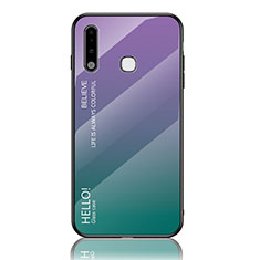 Samsung Galaxy A70E用ハイブリットバンパーケース プラスチック 鏡面 虹 グラデーション 勾配色 カバー LS1 サムスン マルチカラー