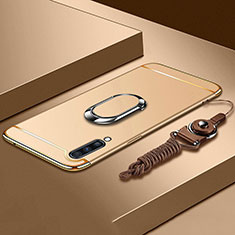 Samsung Galaxy A70S用ケース 高級感 手触り良い メタル兼プラスチック バンパー アンド指輪 亦 ひも サムスン ゴールド