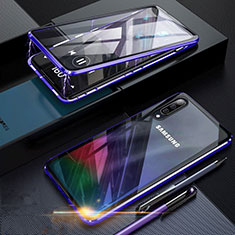 Samsung Galaxy A70S用ケース 高級感 手触り良い アルミメタル 製の金属製 360度 フルカバーバンパー 鏡面 カバー サムスン ネイビー