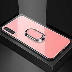 Samsung Galaxy A70S用ハイブリットバンパーケース プラスチック 鏡面 カバー アンド指輪 マグネット式 サムスン ローズゴールド