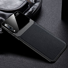 Samsung Galaxy A70S用シリコンケース ソフトタッチラバー レザー柄 カバー Z01 サムスン ブラック