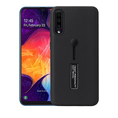 Samsung Galaxy A70S用ハイブリットバンパーケース スタンド プラスチック 兼シリコーン カバー R04 サムスン ブラック