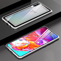 Samsung Galaxy A70S用ケース 高級感 手触り良い アルミメタル 製の金属製 360度 フルカバーバンパー 鏡面 カバー T01 サムスン シルバー
