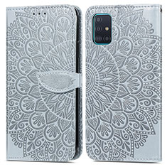 Samsung Galaxy A71 4G A715用手帳型 レザーケース スタンド パターン カバー S04D サムスン グレー
