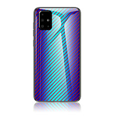 Samsung Galaxy A71 4G A715用ハイブリットバンパーケース プラスチック 鏡面 虹 グラデーション 勾配色 カバー LS2 サムスン ネイビー