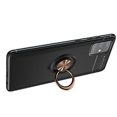 Samsung Galaxy A71 5G用極薄ソフトケース シリコンケース 耐衝撃 全面保護 アンド指輪 マグネット式 バンパー JM1 サムスン ゴールド・ブラック