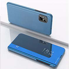 Samsung Galaxy A71 5G用手帳型 レザーケース スタンド 鏡面 カバー サムスン ネイビー