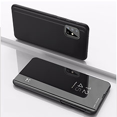 Samsung Galaxy A71 5G用手帳型 レザーケース スタンド 鏡面 カバー サムスン ブラック