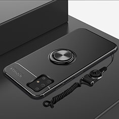 Samsung Galaxy A71 5G用極薄ソフトケース シリコンケース 耐衝撃 全面保護 アンド指輪 マグネット式 バンパー サムスン ブラック