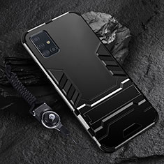 Samsung Galaxy A71 5G用ハイブリットバンパーケース スタンド プラスチック 兼シリコーン カバー サムスン ブラック