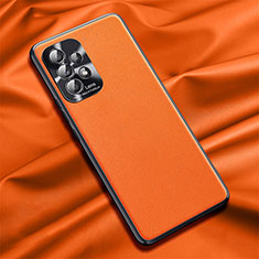 Samsung Galaxy A72 4G用ケース 高級感 手触り良いレザー柄 QK2 サムスン オレンジ