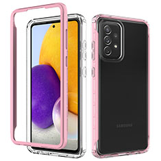 Samsung Galaxy A72 5G用360度 フルカバー ハイブリットバンパーケース クリア透明 プラスチック カバー JX1 サムスン ピンク