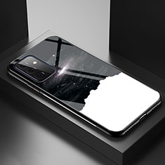 Samsung Galaxy A72 5G用ハイブリットバンパーケース プラスチック パターン 鏡面 カバー LS1 サムスン ブラック