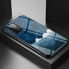 Samsung Galaxy A72 5G用ハイブリットバンパーケース プラスチック パターン 鏡面 カバー LS1 サムスン ネイビー
