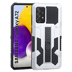 Samsung Galaxy A72 5G用ハイブリットバンパーケース スタンド プラスチック 兼シリコーン カバー ZJ1 サムスン ホワイト